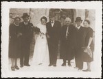 The wedding of Gera and Alfred Borchart in the Belzyce ghetto.