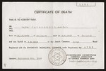 The death certificate of Regina Leib Jacobsberg issued by the Jewish community [Juedische Gemeinde] of Shanghai.