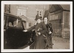 Hanne Loewenthal (left) and her friend, Ilse Suesskind, in front of the Loewenthal home in Stettin.