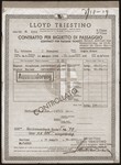 A passenger receipt issued to Siegfried and Walter Jacobsberg by Lloyd Triestino lines for transportation from Trieste to Shanghai aboard the SS Conte Rosso.