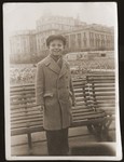 Klaus Herrnstadt, a young German Jewish refugee, in a park in Shanghai.