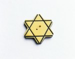 A star of David button worn by a member of Aaron Bally's family to identify the wearer as a Jew in Bulgaria.