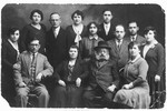 Studio portrait of the extended Greenspan family in Debica, Poland.