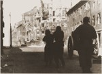 A German gun crew shells a housing block during the suppression of the Warsaw ghetto uprising.
