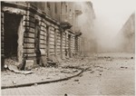 Buildings destroyed by the SS during the suppression of the Warsaw ghetto uprising.