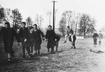 Children play outside at a Slovak labor camp.