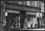 View of the store belonging to Simon Salomon, a French Jew, on a street in Paris.