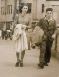 Hanni Sondheimer and her younger brother Karl walk down a street in Yokohama.