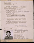 Document issued to Setty Sondheimer by Elisabeth Engdahl, American Vice Consul in Shanghai which served as a passport for stateless immigrants to the United States.