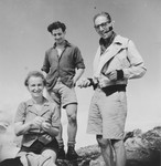 Three Jewish refugees go mountain climbing in the Swiss hills.