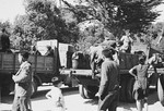Survivors from Buchenwald arrive by truck in Marseilles prior to departing for Palestine [probably on the Mataroa].