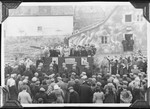 Tony and Marion Pritchard address a Zionist demonstration in the Windsheim displaced persons' camp.