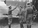 Heinrich Himmler arrives at the airport on a visit to the volunteer Prinz Eugen division.
