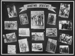 Display panel from a photo exhibition on the Holocaust entitled, "Destruction of Religion" created by photographer George Kaddish in a displaced persons' camp.