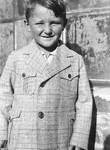 Portrait of a Jewish child, Pinchas (Piniek) Gutman, in Bedzin Poland.