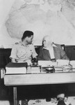Prime Minister David Ben-Gurion confers with Navy Commander Yossi Harel.