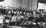 Jewish children from the Rowden Hall School attend a Hannukah party in an overflow hostel on Harold Road.