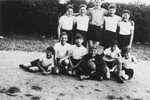 Group portrait of the members of the soccer team of the Rowden Hall School in Margate.