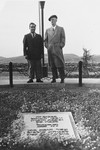 Ambassador James Grover McDonald and an unidentified man pay their respects at the grave of Theodor Herzl.