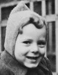 Close-up portrait of  a young Belgan-Jewish child,  prior to his going into hiding.