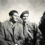 Close-up portrait of Ernst Hellinger (right) with Zoltan Yakubovich (left).