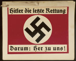 Austrian election poster depicting a Nazi flag with a black swastika on a red background.
