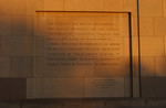 The quotation by Gen. Dwight David Eisenhower on the exterior of the Hall of Remembrance facing Eisenhower Plaza,  the U.S.