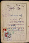 Stamped passport issued to Setty Sondheimer by the German Consulate in Kaunas.