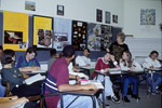 A Holocaust education class at the Maret School, an independent college preparatory day school in Washington, DC, makes use of a poster series produced by the US Holocaust Memorial Museum.