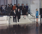Miles Lerman accompanies Lithuanian President Valdas Adamkus into the Hall of Remembrance during the president's visit to the U.S.