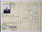 Pages two and three of the German passport issued to Isidor Abraham (the grandfather of the donor's wife) on April 11, 1939.